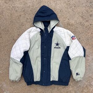 Vintage Starter Dallas Cowboys Hooded Puffer Jacket Mens XL NFL Football 90’s